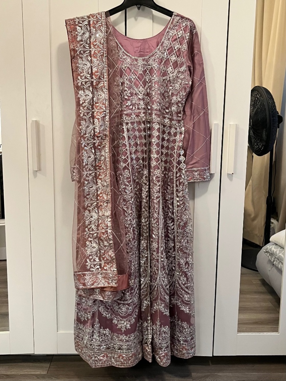 pink mauve 3-piece dress, pakistani indian dress